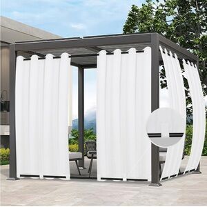 Outdoor Curtains Waterproof Windproof Weatherproof 1 Panel, 54x84 inch, White
